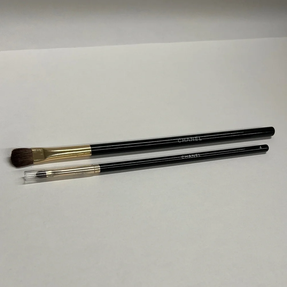 Set of Two Chanel Brushes Flat Eyeshadow and Lip Eye Liner Brush - Unused